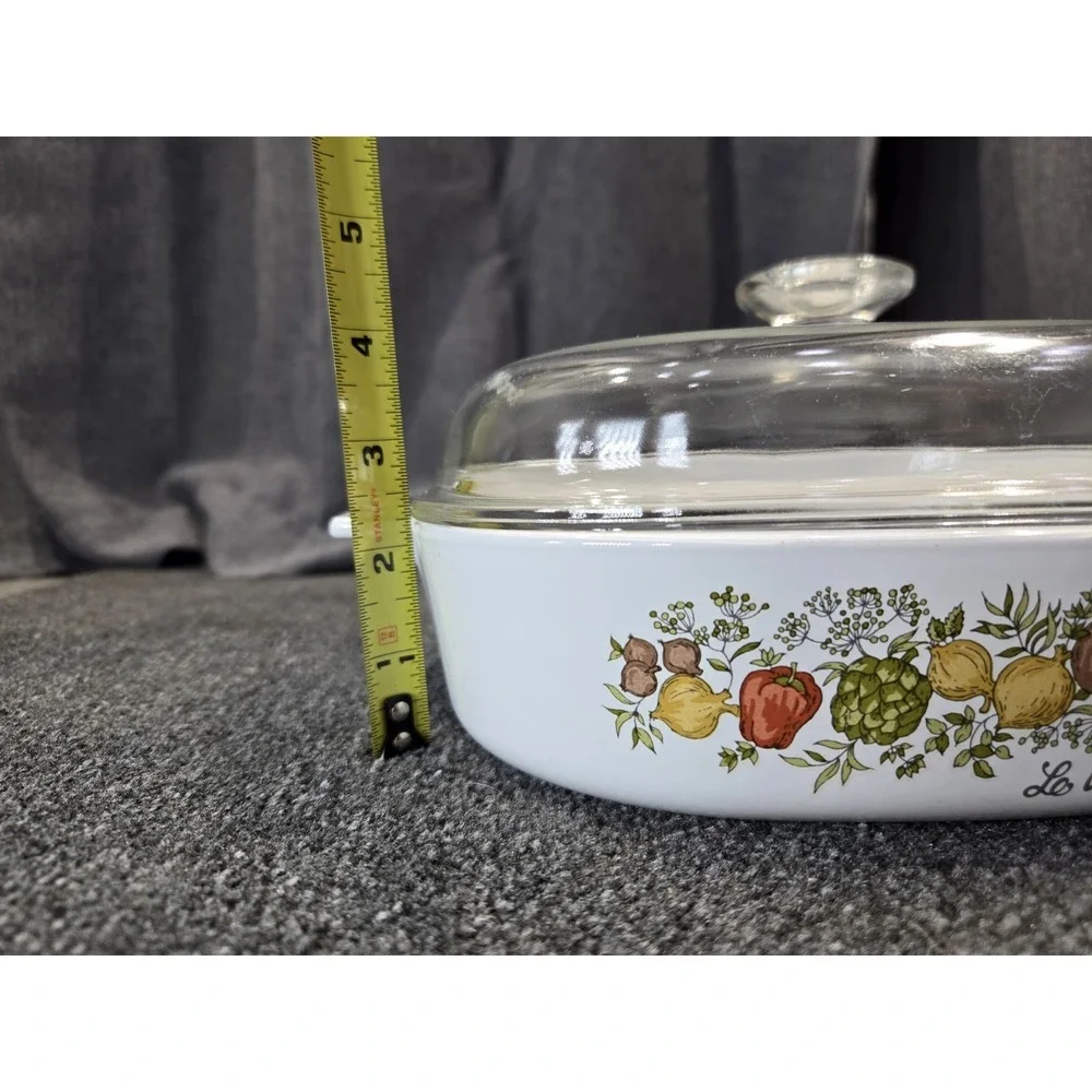 Vintage Corning Ware Le Romarin A-10-B Casserole Dish w Pyrex Lid 10x10 USA